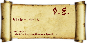 Vider Erik névjegykártya